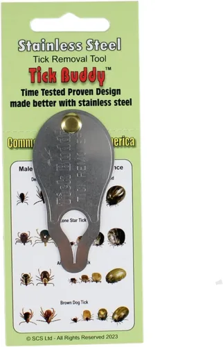 Vista 3 de Tick Buddy - Herramienta de eliminación de garrapatas de acero inoxidable para perros, gatos, mascotas y personas