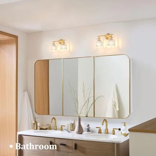 Vista 77 de Shenmoyl Lámparas de baño, lámpara de pared de 2 luces para tocador sobre espejo con pantalla de vidrio tulipán blanco para dormitorio, sala