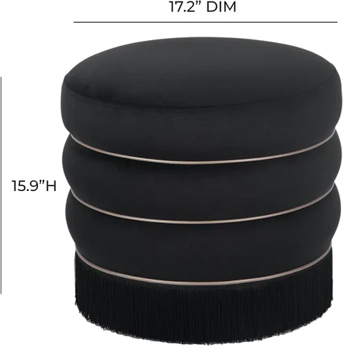 Vista 3 de TOV Furniture Lakka - Otomana de terciopelo negro