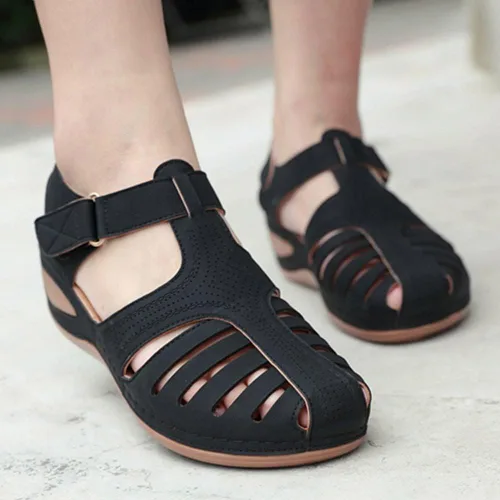 Vista 5 de Touchmosees Sandalias de cuña Bohemia Sandalias de gladiador con correa al tobillo para mujer, sandalias deportivas de verano al aire libre