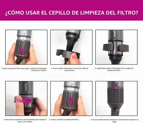 Vista 4 de Cepillo de limpieza de filtro para Dyson Airwrap, elimina el polvo y restaura el flujo de aire