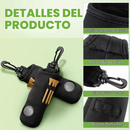 Vista 3 de Chivao 4 Pcs Golf Ball Holder, Golf Tee Pouch for 3 Balls Negro