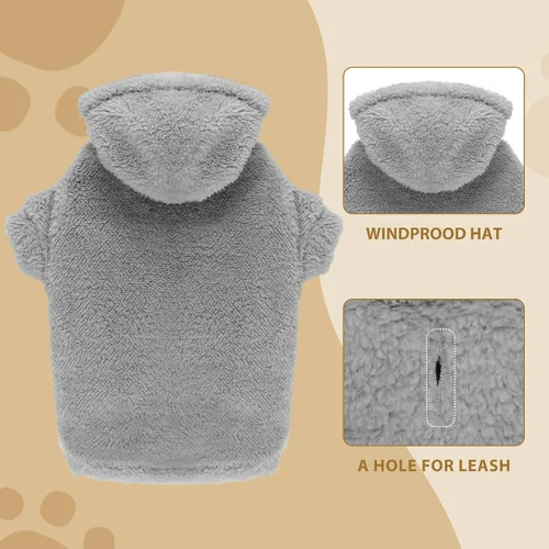 Vista 3 de Suéteres mullidos para perros medianos, suéter con capucha para perro, ropa cálida, suave y acogedora, abrigos para mascotas, sudadera con capucha
