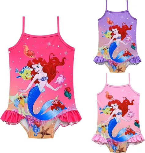 Vista 6 de Traje de baño de sirena para niñas de una pieza, traje de baño de princesa oceánica, 4-9 años