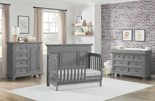 Vista 4 de Oxford Baby Weston - Kit de conversión de riel de protección de cuna a cama infantil, gris oscuro, certificado Green Guard Gold gris gris (Dusk Gray)