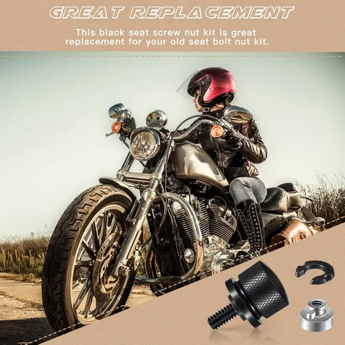 Vista 5 de Therwen Kit de 8 tuercas de tornillo de asiento, kit de tuercas de asiento de guardabarros, rosca de 1/4-20, compatible con Harley-Davidson