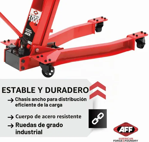 Vista 4 de AFF Gato de transmisión hidráulica manual de perfil bajo - Cuerpo de acero resistente, sillín ajustable con cadena de seguridad y mango 360 - Para