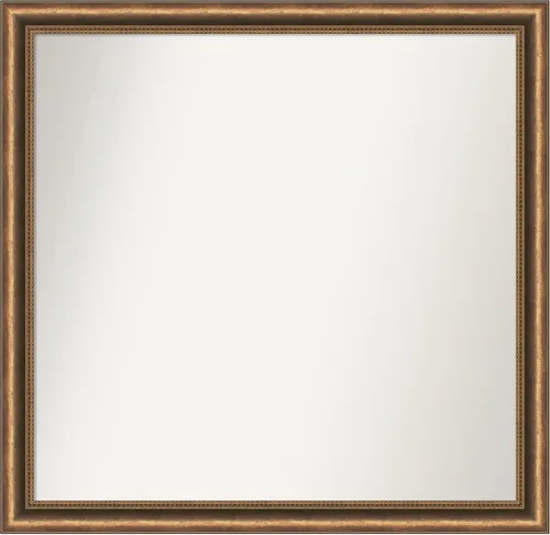 Vista 108 de Amanti Art Espejo de baño de bronce para sobre fregadero, 24 x 24 pulgadas, espejo de tocador cuadrado estrecho de bronce Manhattan, marco de madera