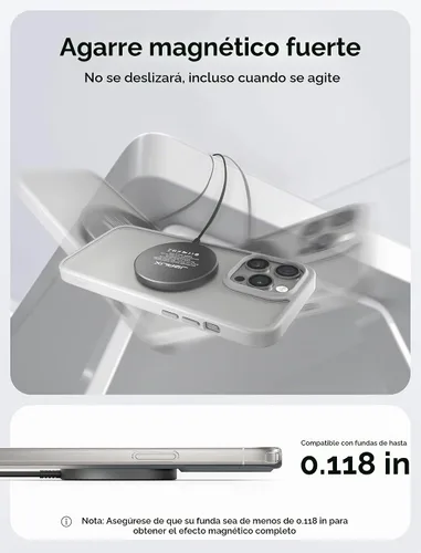 Vista 4 de JSAUX Cargador inalámbrico magnético compatible con cargador MagSafe Negro