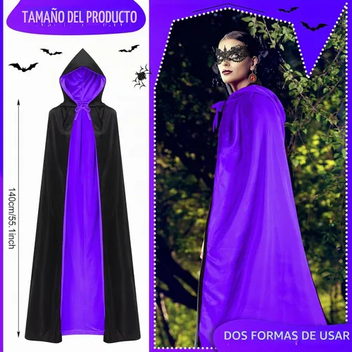 Vista 2 de Ramede Juego de 14 piezas de disfraz de vampiro de Halloween con capucha, máscara, aretes, gargantilla, pulseras de tatuaje, colmillos de cicatriz