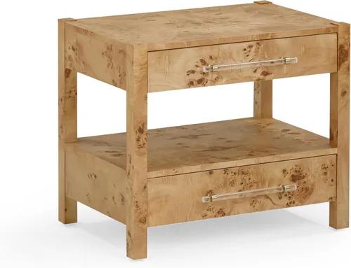 Vista 11 de TOV Furniture Brandyss Burl - Mesita de noche rectangular de madera con 2 cajones, 26 x 17 pulgadas, mesa auxiliar con almacenamiento (Maple)