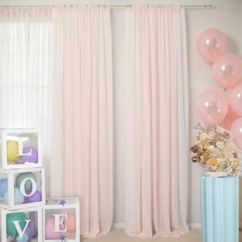Vista 22 de DUOBAO Cortina de gasa rosa, 2 paneles de 29 x 96 pulgadas, cortinas de telón de fondo de boda, cortinas de playa transparentes para sala de estar