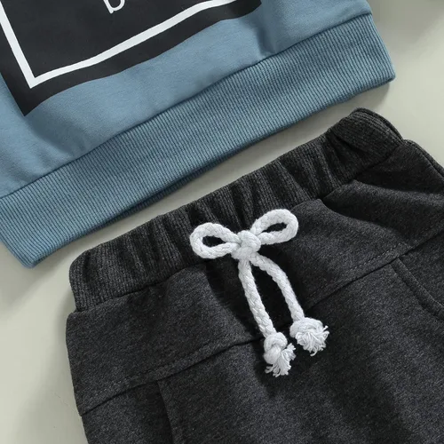 Vista 4 de Sasaerucure Conjunto de 2 piezas de sudadera de manga larga con cuello redondo y pantalones casuales para otoño e invierno