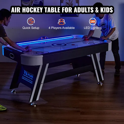 Vista 2 de VEVOR Mesas de hockey de aire de 72 y 89 pulgadas con marcador LED, mesa de juegos 3 en 1 de 88 pulgadas (hockey, billar, ping pong), incluye