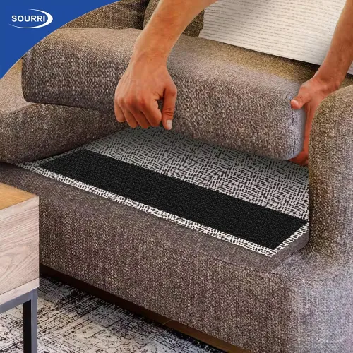 Vista 3 de SOURRI Cinta de velcro grande de 4'' x 20 pies con gancho y bucle, tiras autoadhesivas de servicio pesado, evitan que los cojines del sofá se