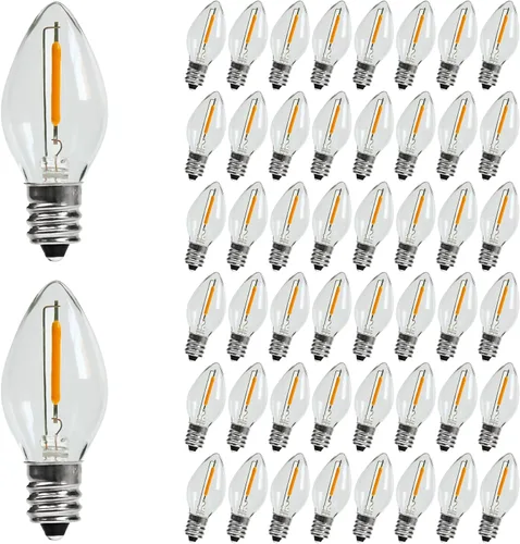 Vista 11 de KGC Paquete de 2 cables de accesorios encadenables con bombilla LED C7, cable de luz de molde de soplado interior de 6 pies con enchufes macho