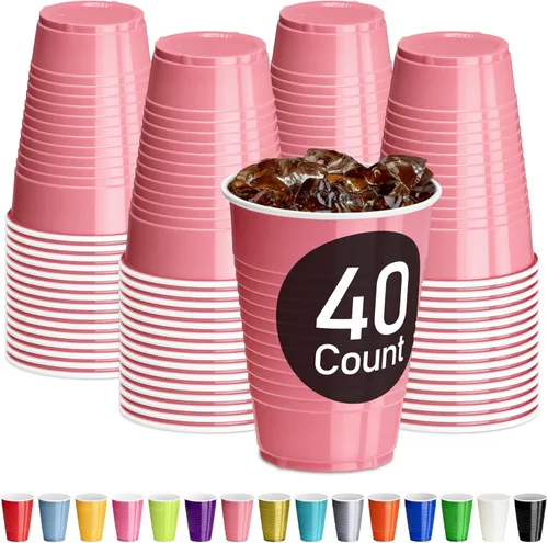 Vista 30 de DecorRack - Vasos desechables y reutilizables de 12 onzas para fiestas de cumpleaños, despedidas de soltera, campamentos, eventos en interiores y al