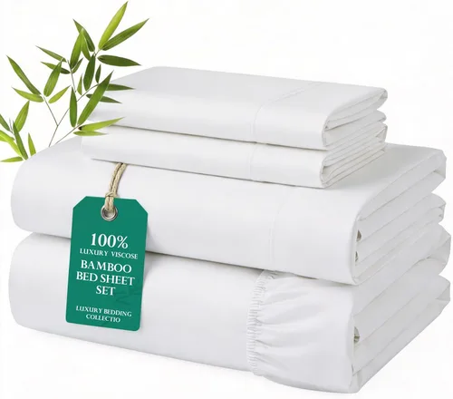 Vista 10 de MURT - Juego de sábanas tamaño Queen, sábanas de viscosa de bambú, 300 hilos, refrescantes y suaves como la seda, certificado Oeko-TEX, bolsillo