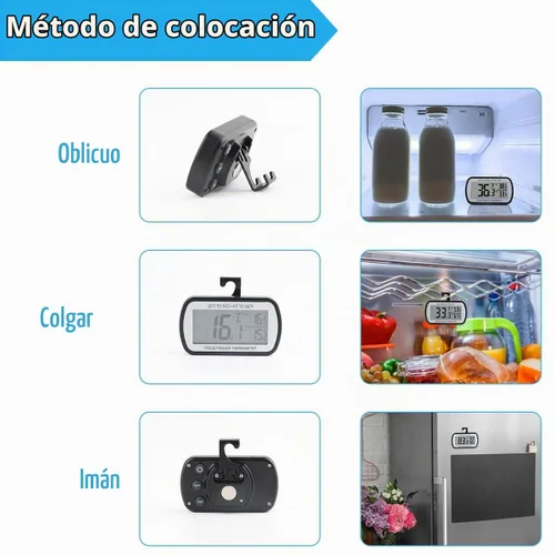 Vista 5 de 2 Pack Termómetro de Refrigerador y Heladera Digital, Termómetro para Sala de Refrigeración Impermeable, Pantalla LCD Grande, Función de Registro