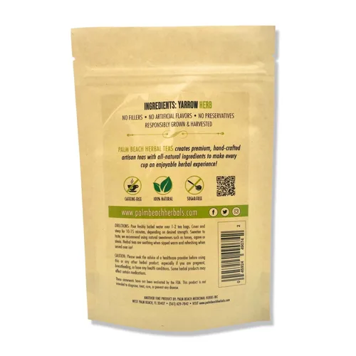 Vista 2 de Té de milenrama - Serie de té de hierbas puro de Palm Beach Herbals (30 bolsas de té) 100% natural