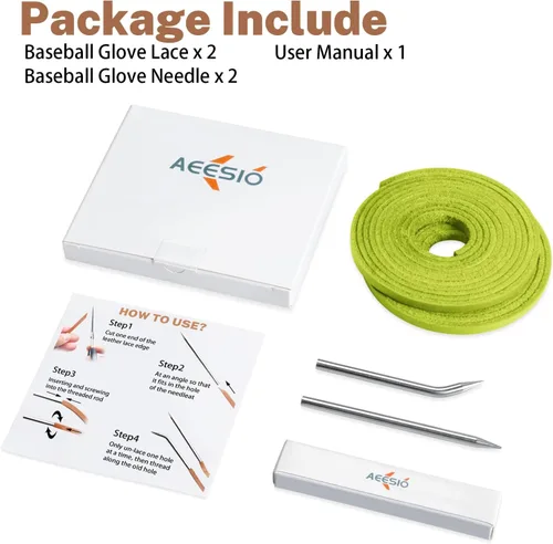 Vista 7 de Softball Baseball Glove Lace, Mitt Lace Repair Kit Includes 2 Leather Laces and Lacing Needle for Catcher's Glove