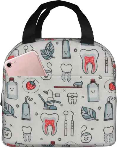 Vista 12 de Bolsa de Almuerzo Higienista Dental Lonchera para Mujeres y Hombres Bolsa de Picnic Aislada Enfriador Térmico Bolsa Tote Linda para Trabajo Camping