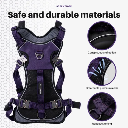 Vista 3 de Arnés para perro sin tirones para perros grandes, arnés táctico resistente con asa, fácil control y mejor entrenamiento de modales con correa