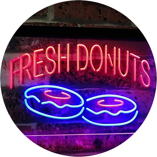 Vista 11 de ADVPRO Fresh Donuts - Letrero de neón LED de doble color, color azul y rojo, 12 x 8.5 pulgadas, st6s32-i2072-br
