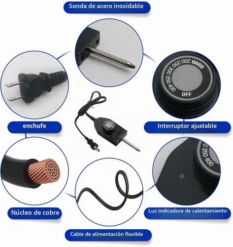 Vista 4 de 06900 Sonda Termostato de Control de Temperatura Cable para Presto Electric Skillets Parrillas Planchas 1 & 3/8" Espacio entre Terminales Control