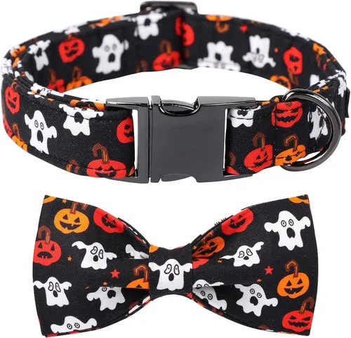 Vista 40 de Collar de perro a cuadros de búfalo amarillo otoñal con pajarita elegante Otoño-Lazo-Cuadros Amarillo