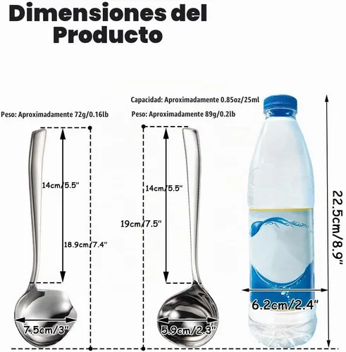 Vista 2 de Cucharón de salsa pequeño, cucharón de acero inoxidable 18/10 con vertido, apto para lavavajillas.