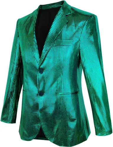 Vista 5 de Conjunto de 2 piezas con chaqueta de lentejuelas metálicas, conjunto de 2 piezas, para baile de graduación, boda, fiesta, banquete, chaqueta