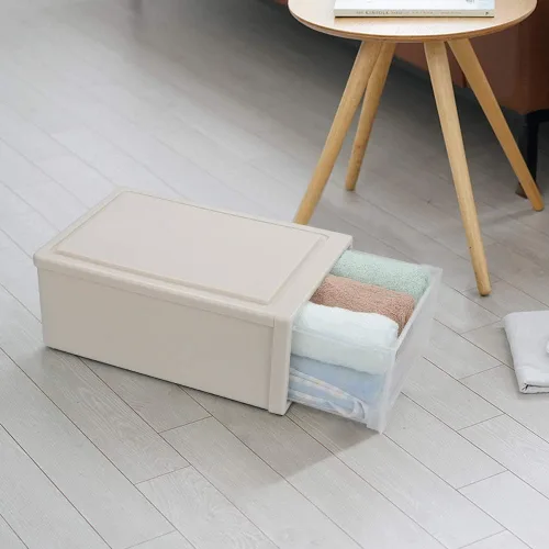 Vista 2 de Cajón apilable de 12 cuartos de galón, 1 cajón apilable de plástico para escritorio