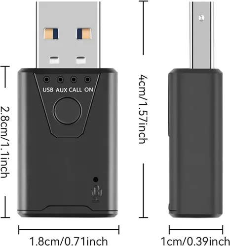 Vista 7 de Adaptador USB Bluetooth 5.4 para automóvil, receptor de música Bluetooth Plug & Play, kit de conector auxiliar de 0.138 in para automóvil, micrófono