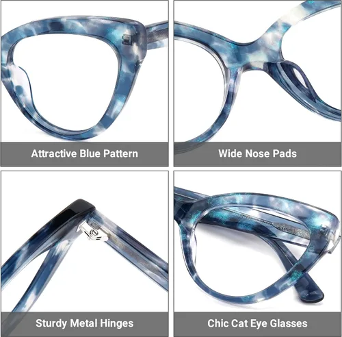 Vista 3 de Zeelool Gafas de bloqueo de luz azul de acetato de gran tamaño WA624495
