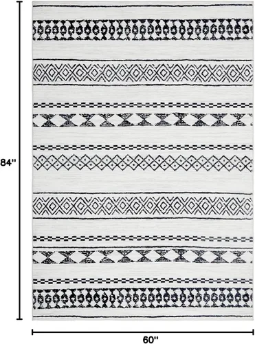 Vista 2 de GlowSol Alfombra de área de 5 x 7 pies para sala de estar y dormitorio, lavable, suave, de pelo bajo, con parte trasera antideslizante, resistente a