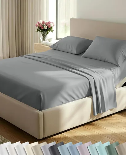 Vista 34 de California Design Den Juego de sábanas tamaño King, 100% algodón, sábanas lujosas de 600 hilos con bolsillo profundo, ropa de cama duradera con 16