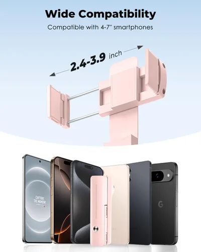 Vista 6 de Viozon Palo Selfie Portátil, Tubo Extensible Ligero de Acero Inoxidable, Palo Selfie Compacto Todo en Uno con Control Remoto Inalámbrico Compatible