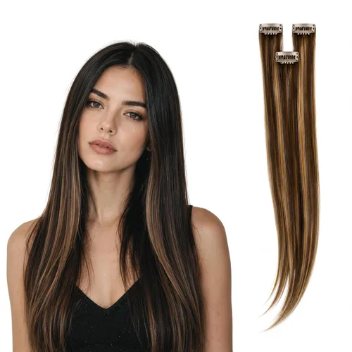 Vista 23 de WIGI 3 clips de cabello humano con reflejos, champán de 24 pulgadas #18A/60 Champaign Highlight