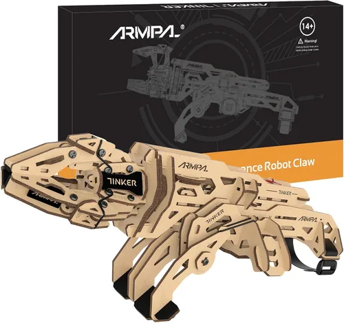 Vista 8 de ARMPAL - Kit de modelo de garra mecánica 3D de madera ClawBot para adultos y adolescentes, kit de construcción de brazo de robot para construir