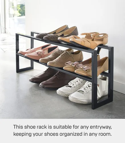 Vista 7 de Yamazaki Inicio Zapatero Expandible, Metal, Acero Ajustable Talla única Negro Adjustable shoe rack with an expanding design. Steel design adapts