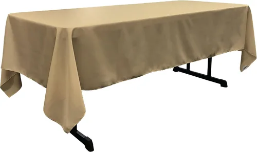 Vista 188 de LA Linen Mantel rectangular lavable de popelín de poliéster, resistente a las manchas y a las arrugas, cubierta de mesa 60x84, mantel de tela