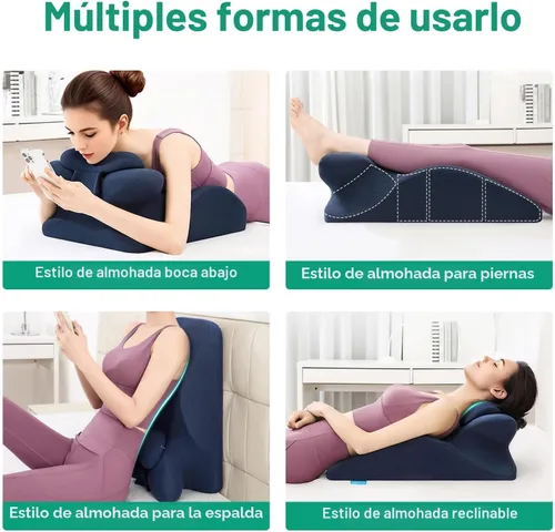Vista 5 de MOONYOOY Almohada ergonómica de cuña de espuma viscoelástica, soporte de cuña de cama inclinada de 27°, soporte de cintura para cuello, refux ácido
