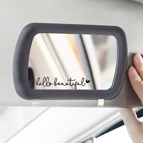 Vista 3 de 3 x Adhesivo de Espejo Retrovisor "Hello Beautiful", Vinilo para Espejo Retrovisor, Adhesivos para Espejo de Tocador, Accesorios para Coche