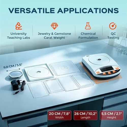 Vista 7 de Báscula de laboratorio Bonvoisin 3.53 oz x 0.00004 oz Balanza analítica digital de gramos Precision Scale with %, 13 Units, GN to 0.00, Tare