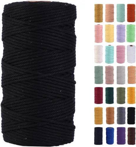 Vista 9 de Cuerda de macramé azul aire de 0.079 in x 220 yardas, cuerda de algodón colorido de algodón suave para colgar en la pared, colgadores de plantas
