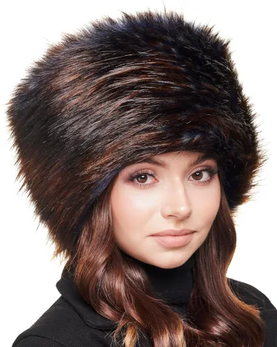 Vista 50 de Futrzane Sombrero clásico cosaco - Sombreros de piel sintética para mujer - Sombrero ruso peludo cálido