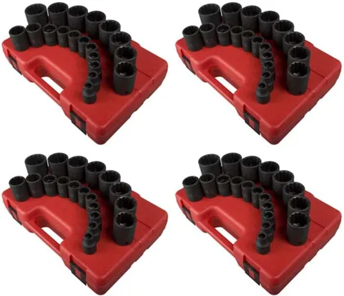 Vista 4 de SUNEX TOOLS 2819 Juego de dados de impacto SAE de 12 puntos con accionamiento de 1/2 pulgadas, 19 piezas