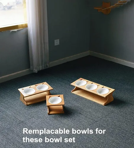 Vista 4 de Paquete de 2 cuencos de cerámica para mascotas para gatos y perros, juego de platos de comida y agua, hechos de porcelana de hueso segura