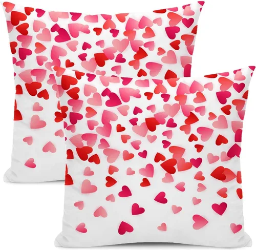 Vista 15 de Fundas de almohada para el Día de San Valentín de 16x16 pulgadas, juego de 2, rosas, corazones de amor, fundas para almohadas de San Valentín